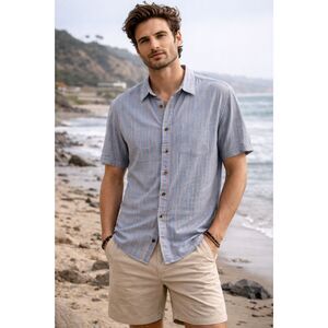 Mollusk California Blue Red Button Shirt Top  Mens Size Medium